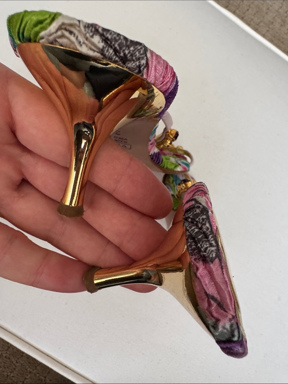 VTG Giuseppe Zanotti Y2K Archival Crystal Floral Crinkle Leather Sandals - Picture 9 of 11